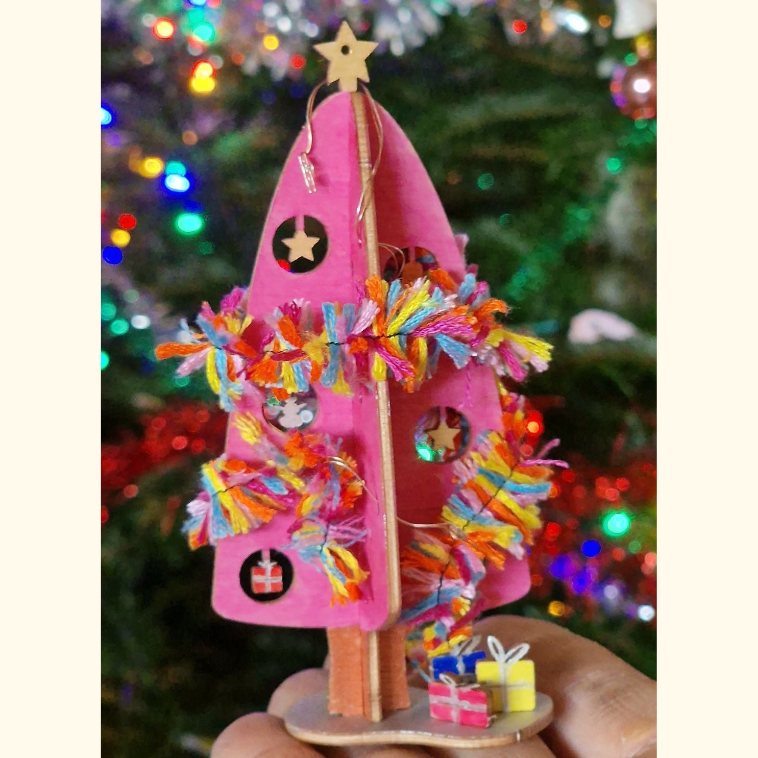 Wooden model Christmas tree ornament